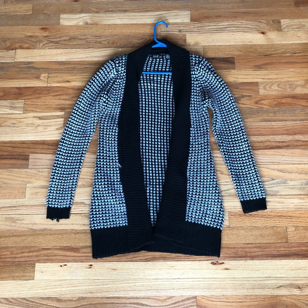 Black and white checked cardigan